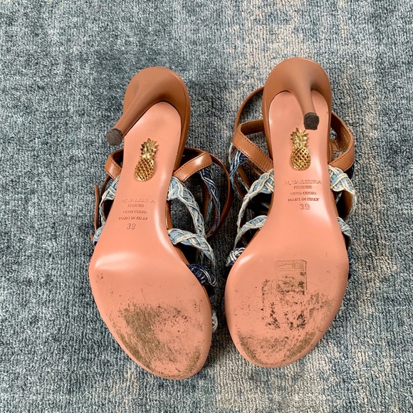 Aquazzura Braided Denim Tyra Heels - Picture 9 of 9